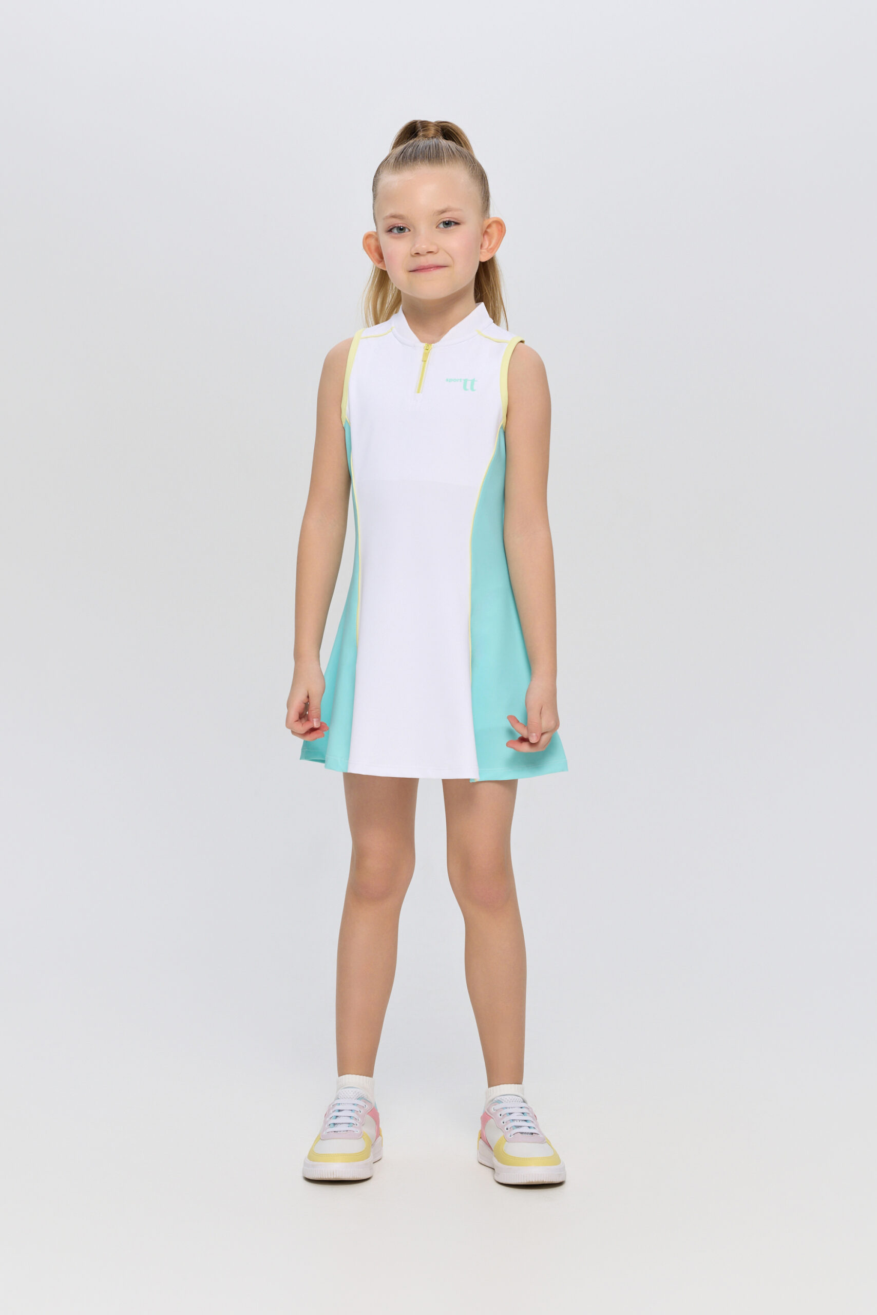 Платье с шортами для девочек CHOUPETTE белый, голубой Платье с шортами для девочек CHOUPETTE белый, голубой