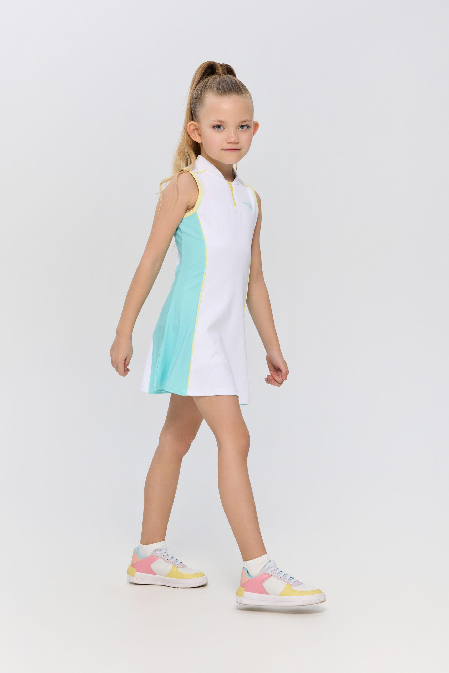 Платье с шортами для девочек CHOUPETTE белый, голубой Платье с шортами для девочек CHOUPETTE белый, голубой