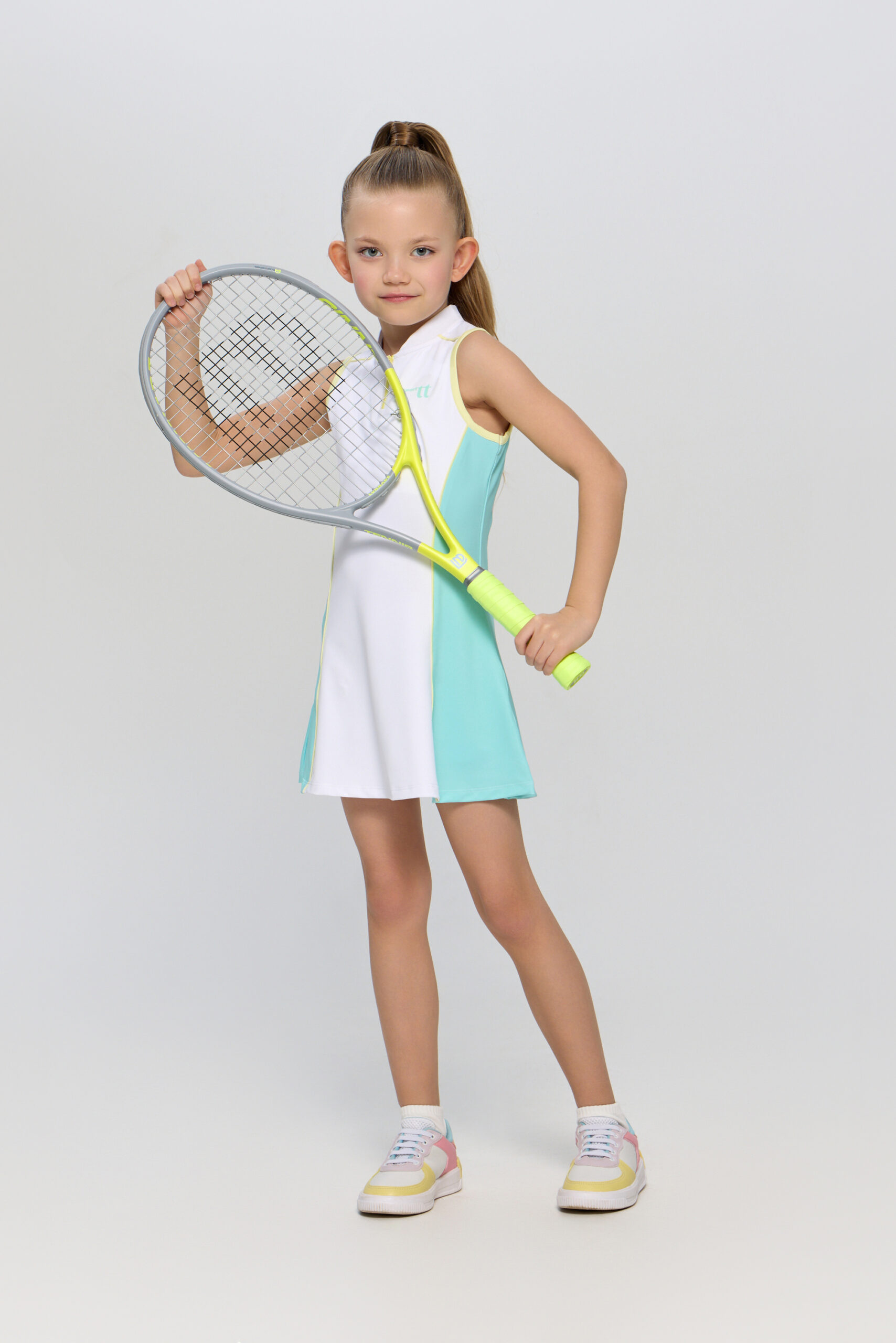 Платье с шортами для девочек CHOUPETTE белый, голубой Платье с шортами для девочек CHOUPETTE белый, голубой