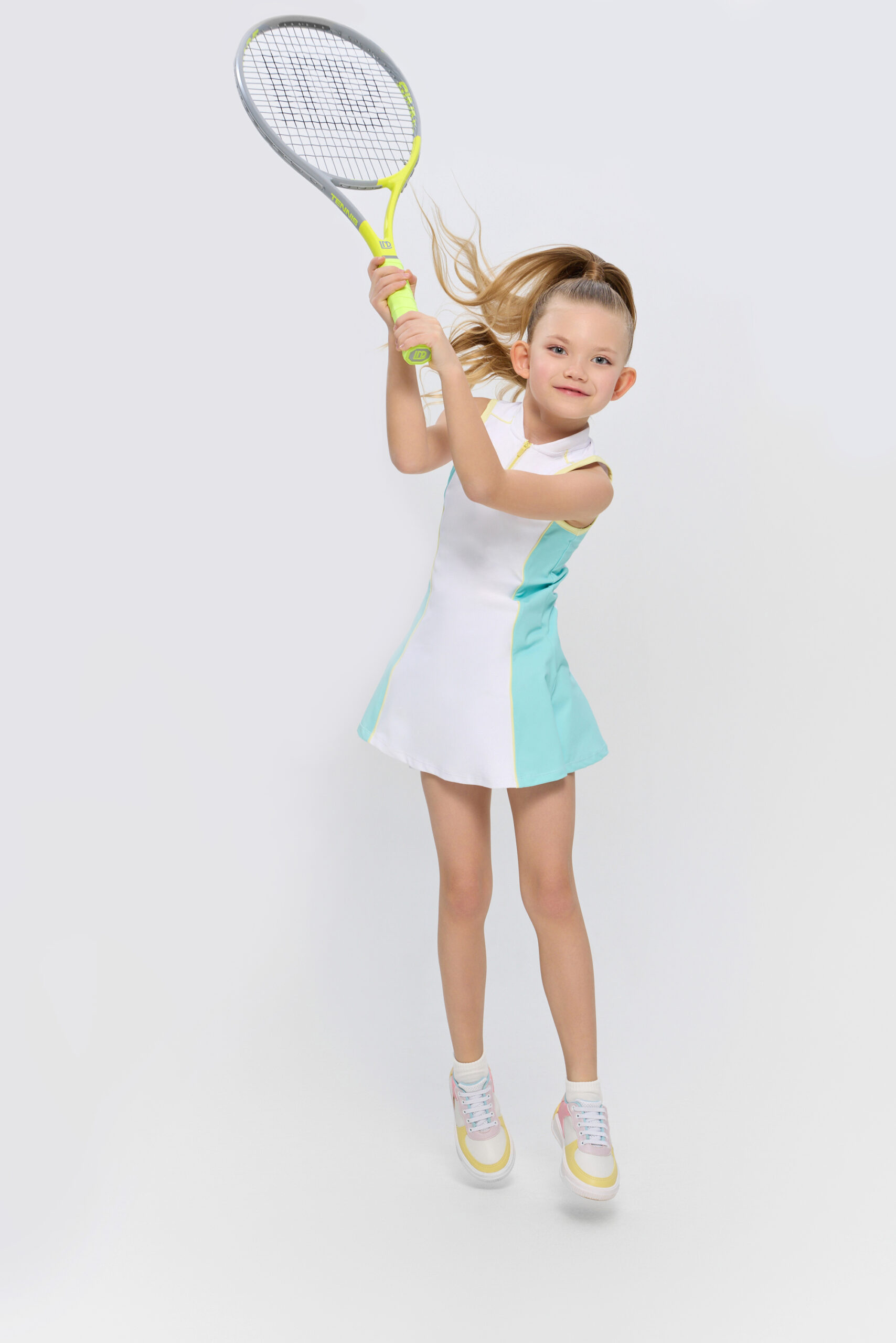 Платье с шортами для девочек CHOUPETTE белый, голубой Платье с шортами для девочек CHOUPETTE белый, голубой