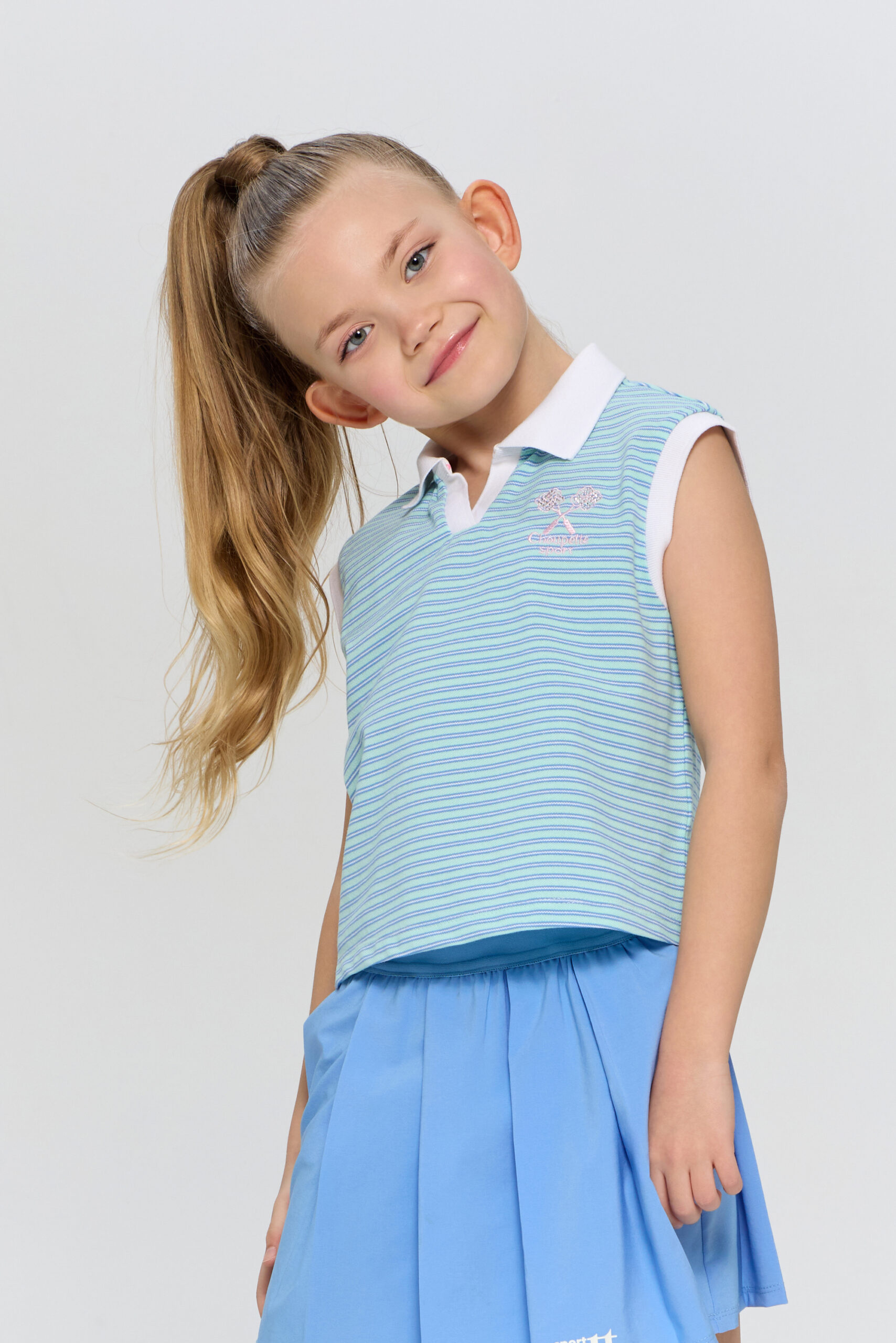 Поло для девочек CHOUPETTE голубая полоска Поло для девочек CHOUPETTE голубая полоска