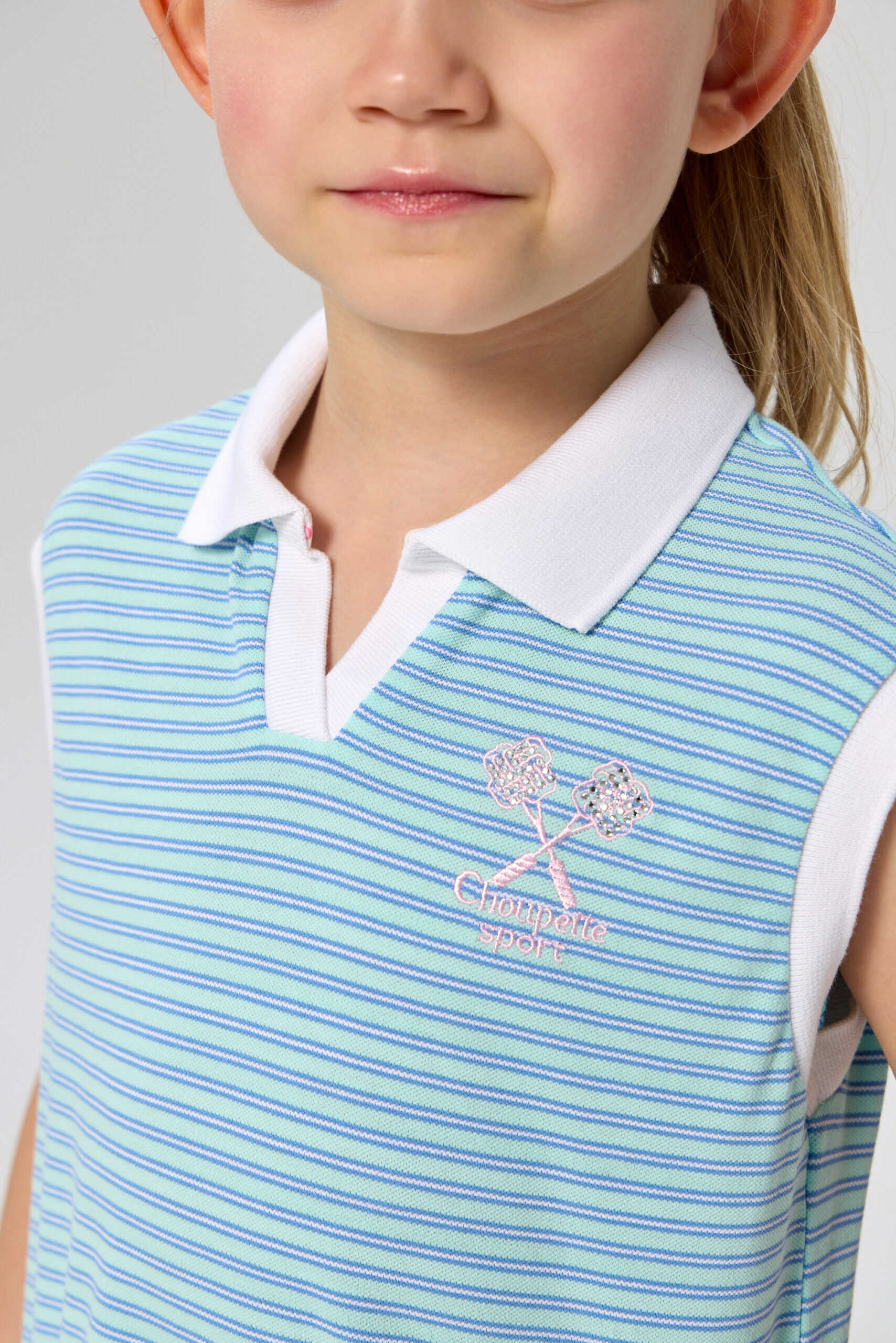 Поло для девочек CHOUPETTE голубая полоска Поло для девочек CHOUPETTE голубая полоска